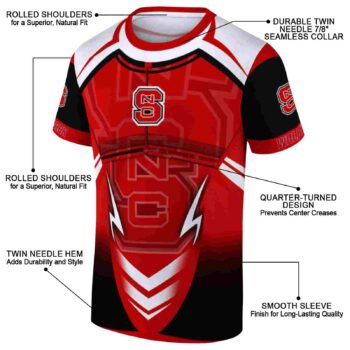 Customized NC State Wolfpack Futuristic Armor Red Black White T-Shirt