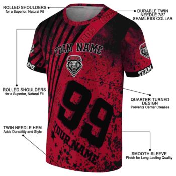 Customized New Mexico Lobos Splatter Art Red Black T-Shirt