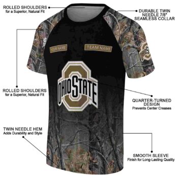 Customized Ohio State Buckeyes Tree Branches Black T-Shirt