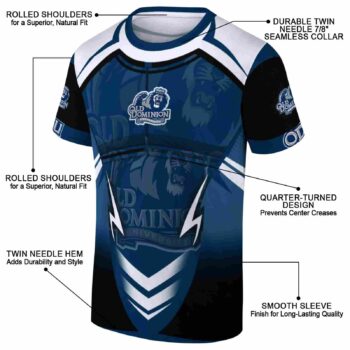Customized Old Dominion Monarchs Futuristic Armor Blue Black White T-Shirt