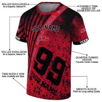 Customized Ole Miss Rebels Splatter Art Red Black T-Shirt