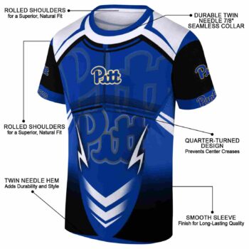 Customized Pittsburgh Panthers Futuristic Armor Royal Blue Black White T-Shirt