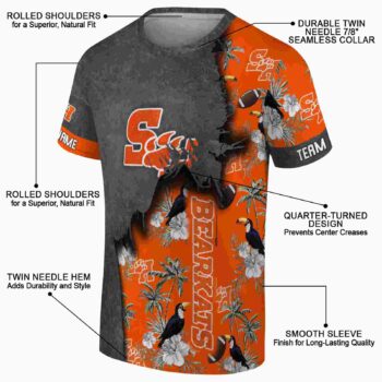 Customized Sam Houston Bearkats Tropical Scene Orange T-Shirt