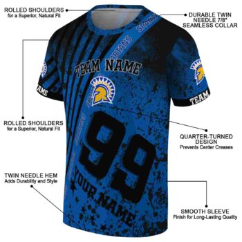 Customized San Jose State Spartans Splatter Art Blue Black T-Shirt