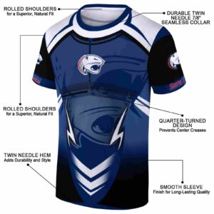 Customized South Alabama Jaguars Futuristic Armor Blue Black White T-Shirt