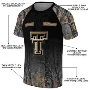 Customized Texas Tech Red Raiders Tree Branches Black T-Shirt