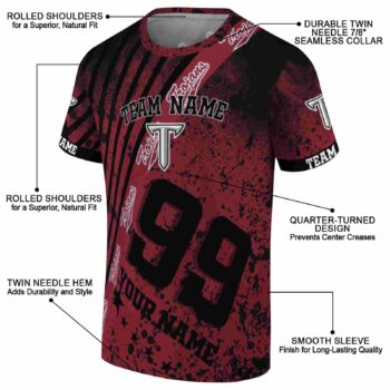 Customized Troy Trojans Splatter Art Red Black T-Shirt