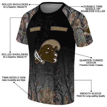 Customized Tulane Green Wave Tree Branches Black T-Shirt