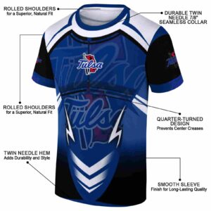 Customized Tulsa Golden Hurricane Futuristic Armor Blue Black White T-Shirt