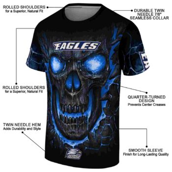 Georgia Southern Eagles Fiery Skull Blue Black T-Shirt