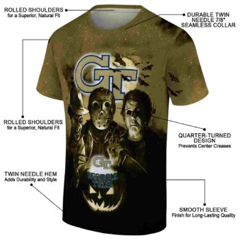 Georgia Tech Yellow Jackets Horror Icons Gold Black T-Shirt