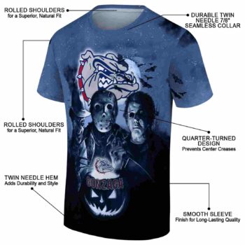 Gonzaga Bulldogs Horror Icons Blue Black T-Shirt