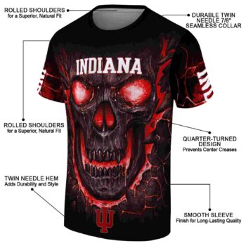 Indiana Hoosiers Fiery Skull Red Black T-Shirt