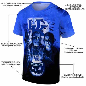 Kentucky Wildcats Horror Icons Blue Black T-Shirt