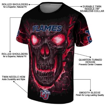 Liberty Flames Fiery Skull Red Black T-Shirt
