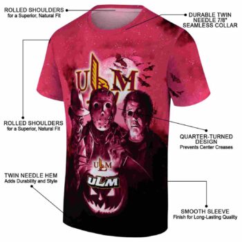 Louisiana-Monroe Warhawks Horror Icons Red Black T-Shirt