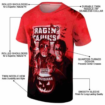 Louisiana Ragin' Cajuns Horror Icons Red Black T-Shirt