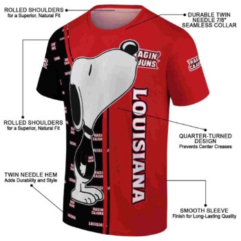 Louisiana Ragin' Cajuns Snoopy Graphic Red T-Shirt