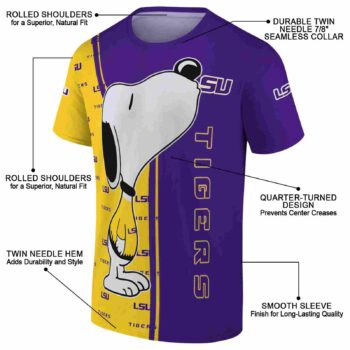 LSU Tigers Snoopy Graphic Purple T-Shirt