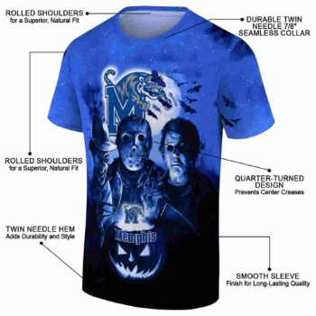 Memphis Tigers Horror Icons Blue Black T-Shirt