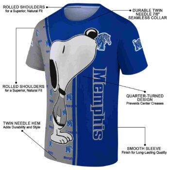Memphis Tigers Snoopy Graphic Blue T-Shirt