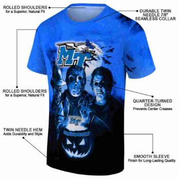 Middle Tennessee Blue Raiders Horror Icons Blue Black T-Shirt