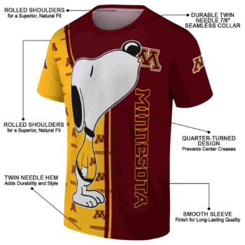 Minnesota Golden Gophers Snoopy Graphic Maroon T-Shirt