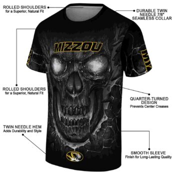 Missouri Tigers Fiery Skull Black T-Shirt