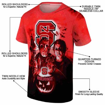 NC State Wolfpack Horror Icons Red Black T-Shirt