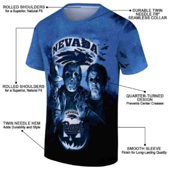 Nevada Wolf Pack Horror Icons Blue Black T-Shirt