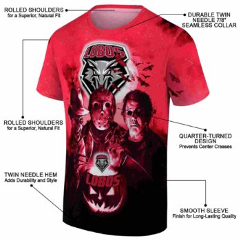New Mexico Lobos Horror Icons Red Black T-Shirt