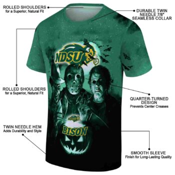 North Dakota State Bison Horror Icons Green Black T-Shirt