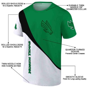 North Texas Mean Green Abstract Curve Green White T-Shirt