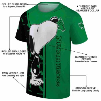 North Texas Mean Green Snoopy Graphic Green T-Shirt