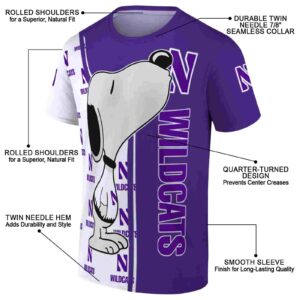Northwestern Wildcats Snoopy Graphic Purple T-Shirt