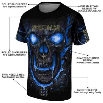 Notre Dame Fighting Irish Fiery Skull Navy Black T-Shirt