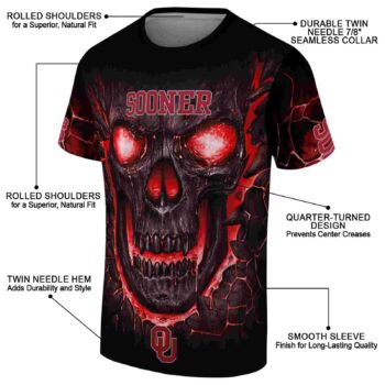 Oklahoma Sooners Fiery Skull Crimson Black T-Shirt