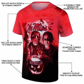 Ole Miss Rebels Horror Icons Red Black T-Shirt