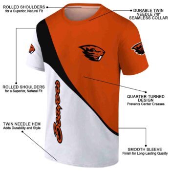 Oregon State Beavers Abstract Curve Orange White T-Shirt