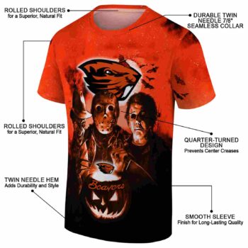 Oregon State Beavers Horror Icons Orange Black T-Shirt