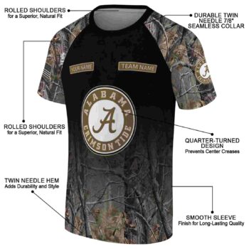 Personalized Alabama Crimson Tide Tree Branches Black T-Shirt