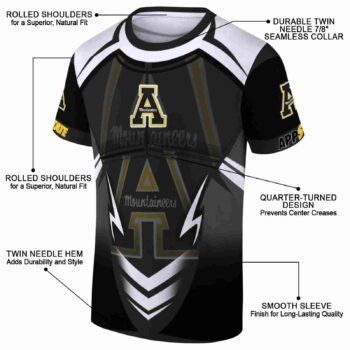 Personalized Appalachian State Mountaineers Futuristic Armor Black White T-Shirt
