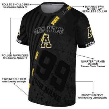 Personalized Appalachian State Mountaineers Splatter Art Black T-Shirt