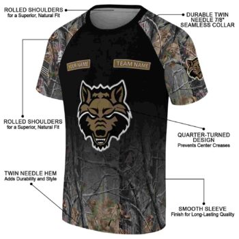 Personalized Arkansas State Red Wolves Tree Branches Black T-Shirt