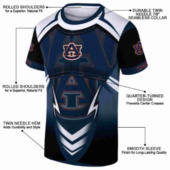 Personalized Auburn Tigers Futuristic Armor Navy Blue Black White T-Shirt