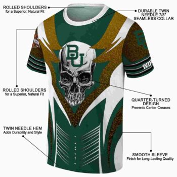 Personalized Baylor Bears Skull Emblem Green White T-Shirt