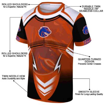 Personalized Boise State Broncos Futuristic Armor Orange Black White T-Shirt