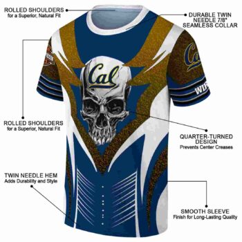 Personalized California Golden Bears Skull Emblem Blue White T-Shirt
