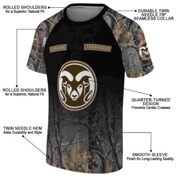 Personalized Colorado State Rams Tree Branches Black T-Shirt