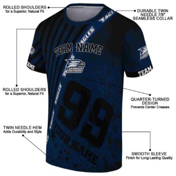 Personalized Georgia Southern Eagles Splatter Art Blue Black T-Shirt